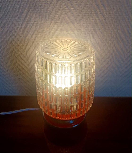 Image 1 of Space Age Orange and Chrome Table Lamp 1970