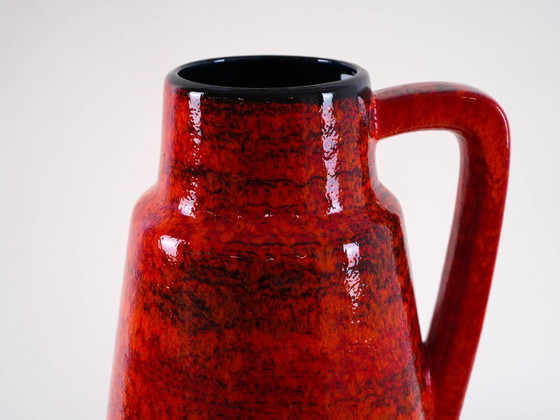 Image 1 of Red ceramic vase, German design, 1960s, made in West Germany