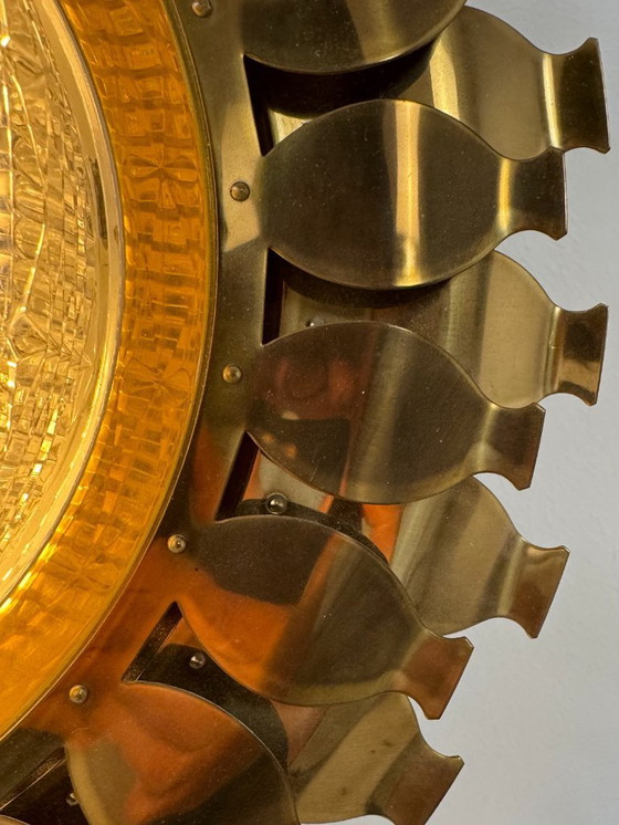 Image 1 of Applique da parete vintage in ottone e vetro stampato pressato, Svezia, 1960