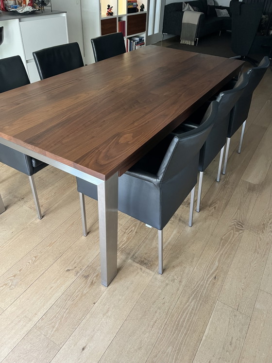 Bert Plantagie eettafel met 6 lederen stoelen – Eetkamerset, Leather, Metal (photo 4 of 8)