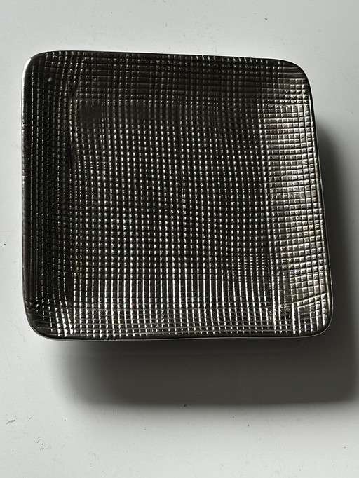 Vide Poche Céramique Et Métal Vintage 80´s Couleur Argent