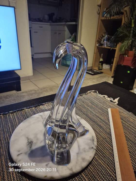 Cisne de cristal macizo – Cristallerie Lorraine, Portavelas, Metal (photo 5 of 7)