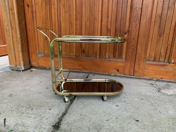 Regency Brass 2-Tier Bar Cart, 1960s – Glass, Vintage (photo 4 of 8)