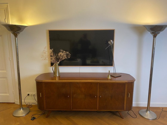 Image 1 of Coppia di lampade da terra Art Déco - Nichel, ispirate a Demeyere