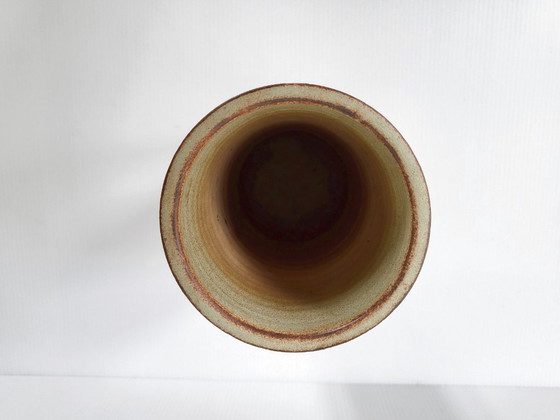 Image 1 of Vintage Vallauris stoneware roller vase with thistles, 1970s, by Fonck & Mateo