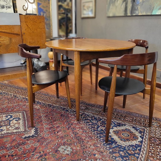 Image 1 of Set da pranzo, tavolo e quattro sedie, stile moderno scandinavo di Hans Olsen, anni '60 - Danimarca