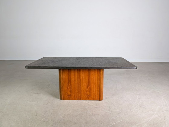 Image 1 of Midcentury coffee table slate coffee table teak vintage 1960