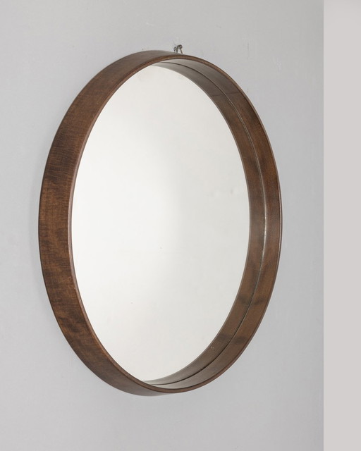 Italian design 1960s vintage Teak wood wall mirror
