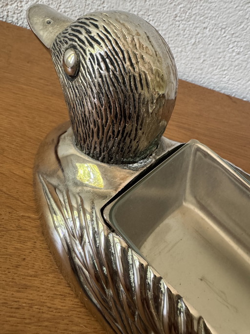 Zoomorphic silver plated foie gras dish