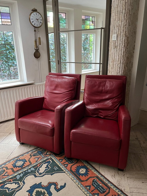 Fauteuils en cuir Matteo Grassi – design italien rouge