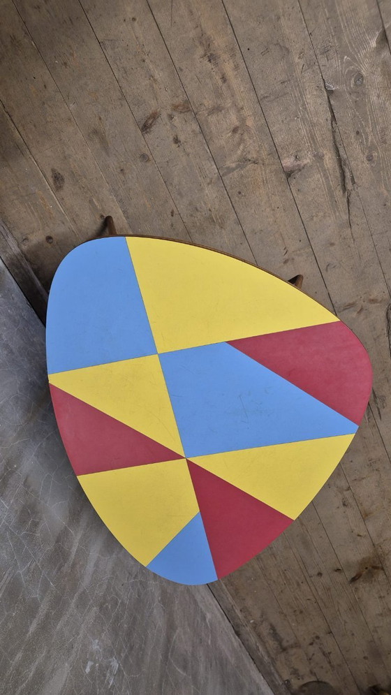 Image 1 of Czechoslovak Brussels Style Oak and Colored Umakart Table, 1950s