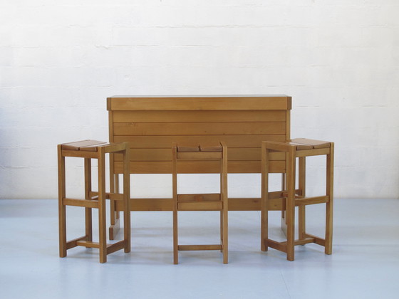 Image 1 of 1 Bar en 3 Hoge Solid Elm Krukken Gepubliceerd door Groupe Regain Jaar 80