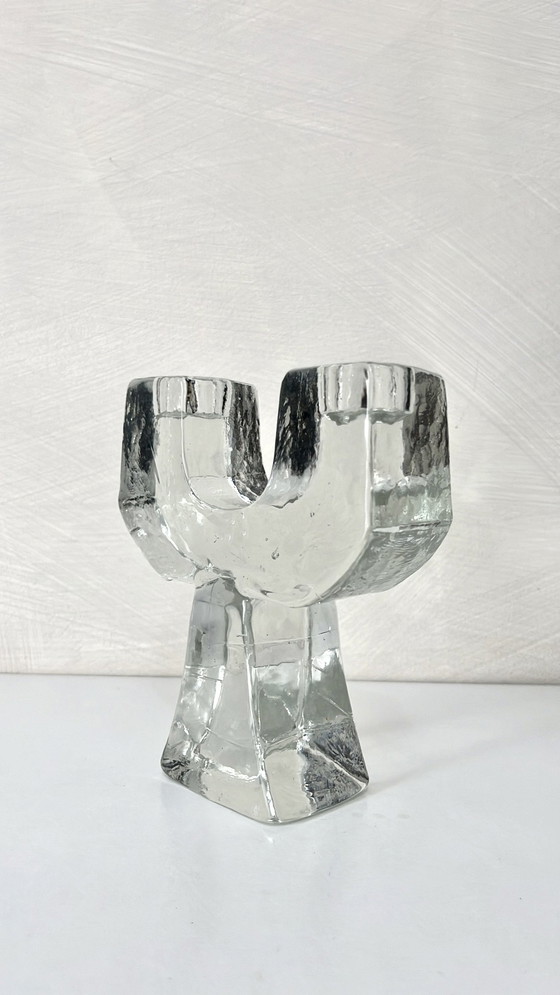 Image 1 of Pukeberg Brutalistisch glazen kandelaar, 1970