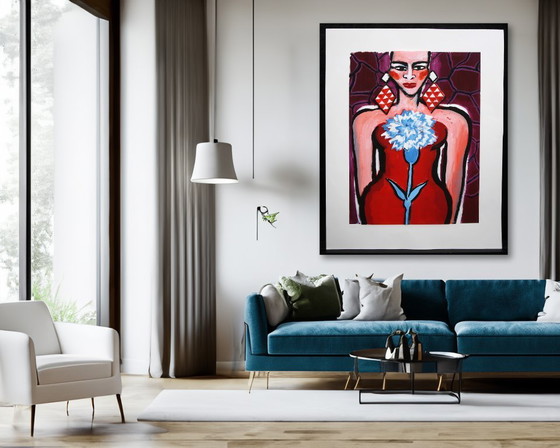 Image 1 of Bach, Elvira - Pink Red - Deluxe (130 cm) - Giclée - BAT - firmato a mano