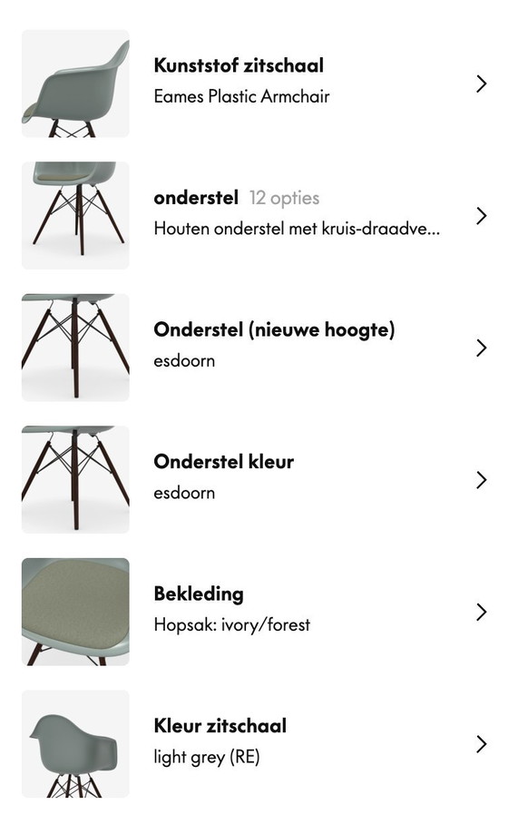 Image 1 of 6 sillas Vitra Eames DAW con cojines de asiento fijos