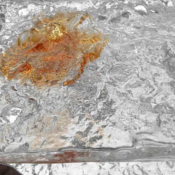 Image 1 of Venini Italy Wandleuchte „Stone“, Design aus den 70er Jahren, dickes Säureglas