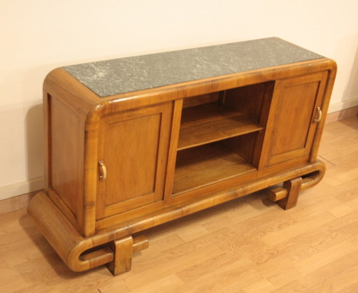 Moderner Art Deco Holz TV-Ständer Nussbaum 1950er Jahre | Media Center Mid Century Modern, Italien | Art Décor TV-Ständer