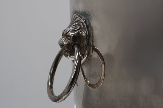 Image 1 of Mid century French silver plated ice bucket with lion heads, France