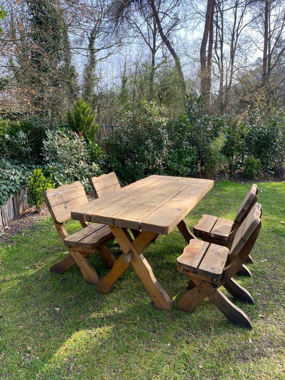 Image 1 of Robusto conjunto de jardín rústico de madera maciza con forma de tronco de árbol / cabaña