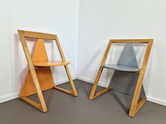 Stuhlset im postmodernen Memphis-Stil | 1980er Jahre – Esszimmerstühle, Wood (photo 9 of 11)