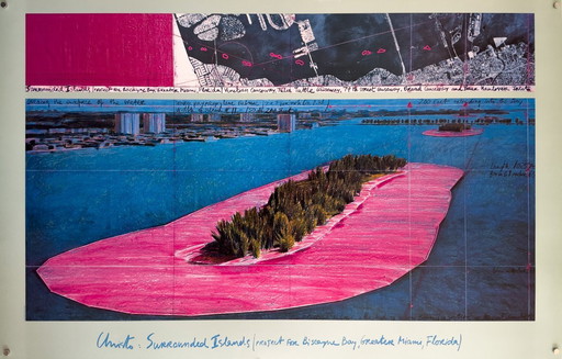 🏝️ Islas Rodeadas, Miami – 1982 – Póster original de Christo | 99 × 63,5 cm | Estados Unidos