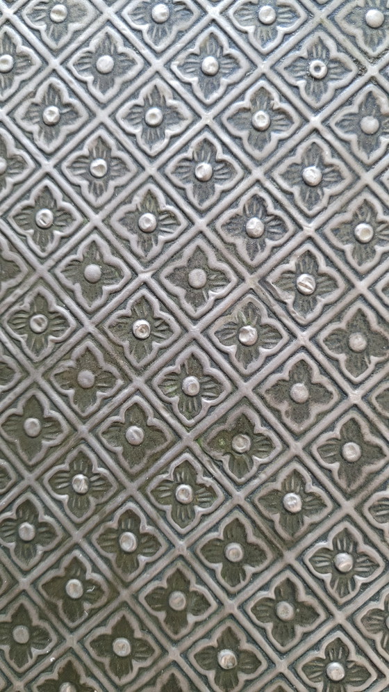 Image 1 of 2 bellissimi tavolini da caffè in legno e metallo dall'aspetto vintage