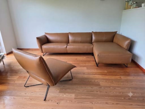 Jess Design – My Home Sofa & Earl Lounge Chair | Luxor Leather Fango Light | As New