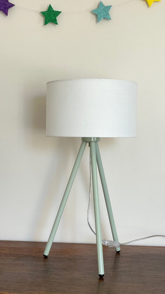 Image 1 of Green Metal Tripod Lamp, 1990s