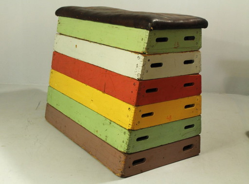 Banc de gymnastique vintage en cuir, années 1950