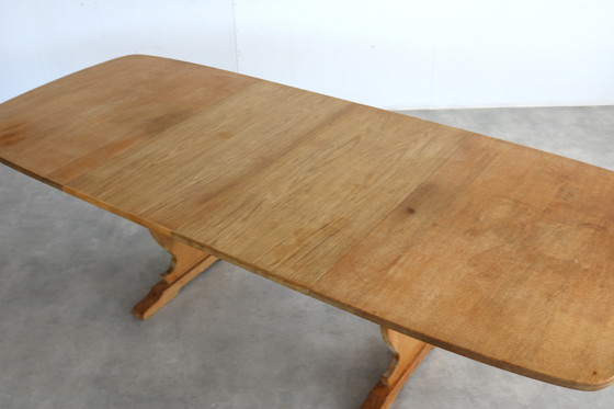 Image 1 of brutalist oak extendable dining table