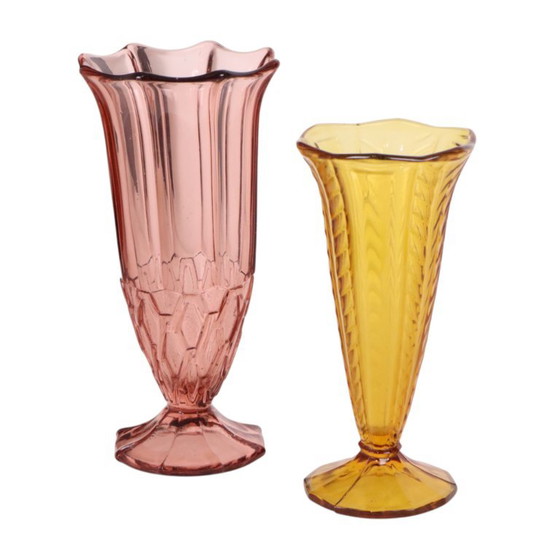 Pair of Colored Glass Vases from the Art Deco Period – Vintage (photo 3 of 12)