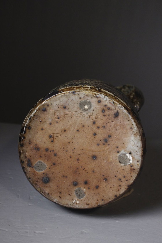 Gustave Tiffoche - Impressive stoneware pyrite pitcher, wood-fired, France, 1960s – Vases, Ceramic (photo 12 of 13)