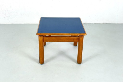 Coffee table in wood with blue top, France - 1960s
