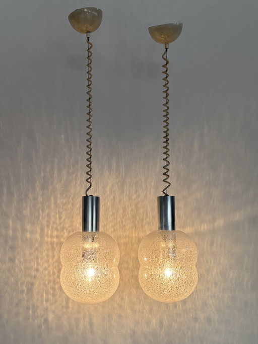 Lampade Biloba in vetro di Murano di Afra e Tobia Scarpa per Flos, Italia, anni '60, set di 2