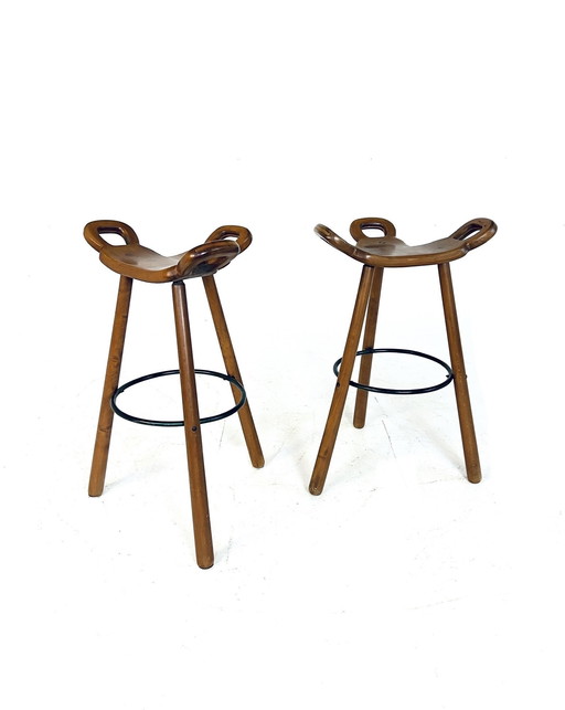 2x Brutalist 'Marbella' bar stool, Conoform '60