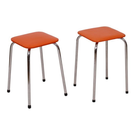 Set of 2 Orange Stools