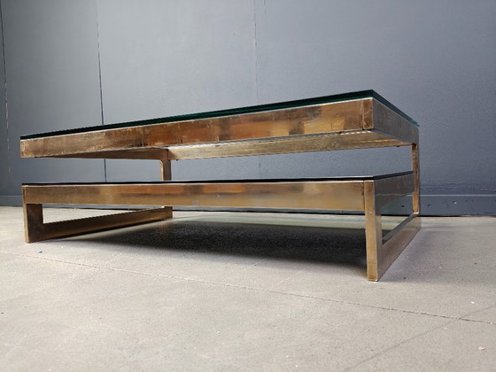 Image 1 of Table basse vintage à deux niveaux en belgochrom 23 carats, années 1970