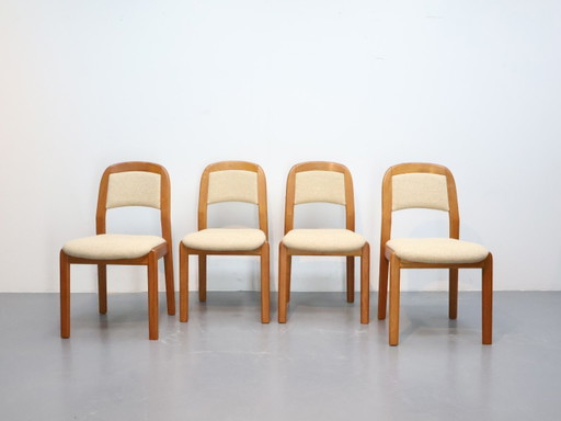 Chaises de salle à manger vintage / tissu teck / crème marron / Dyrlund