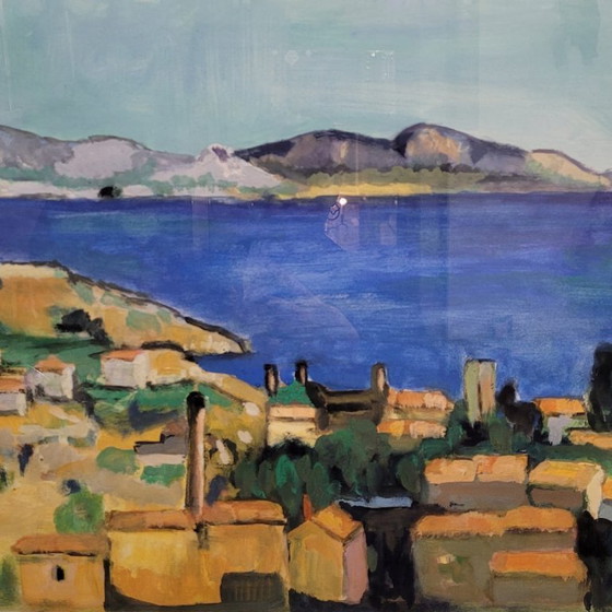 Image 1 of Gouache on paper “La baie de Marseille, vue depuis L’Estaque”, following Paul Cézanne, post-impressionism, s. XX – France