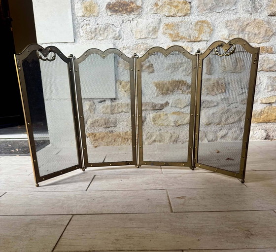 Parascintille in ottone con 4 pannelli – Oggetti decorativi, Brass, Vintage (photo 2 of 9)