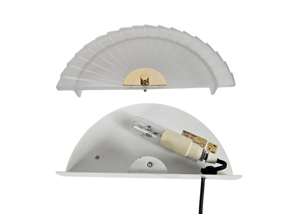 Image 1 of Happy Light - 'Fan' - lampada da parete - vetro pressato - metallo - anni '90