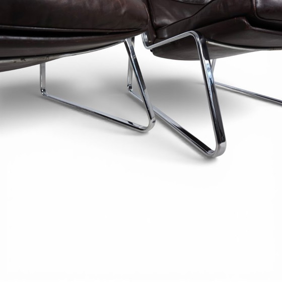 Image 1 of Set di 2 poltrone Drabert in pelle marrone di Gerd Lange, 1970