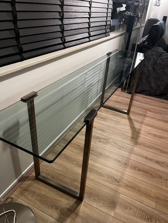 Image 1 of Console d'appoint vintage en verre par Peter Ghyczy, modèle T54