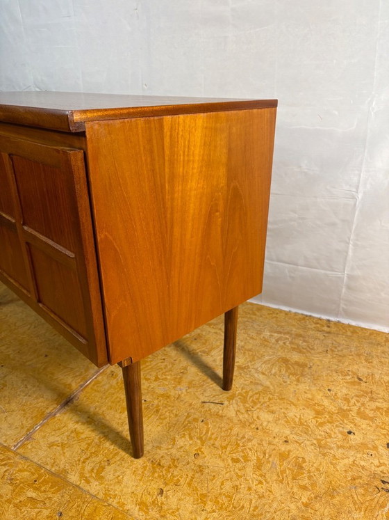 Image 1 of Mid-Century Retro Vintage Teak Sideboard by Nathan 1960s    Square Design • Two Doors • British Design Classic    A striking mid