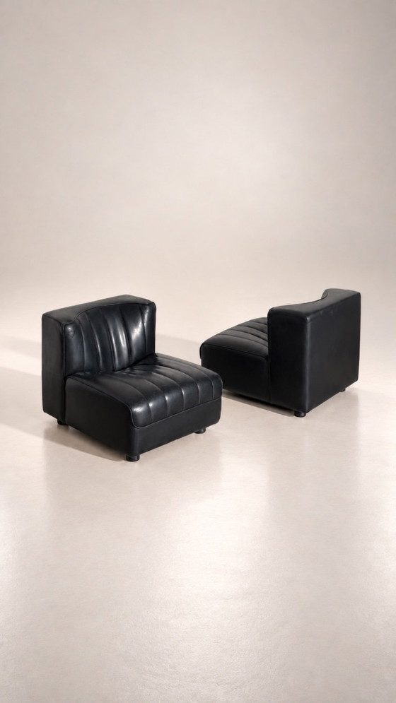 Divano Modulare '9000' in Pelle Nera di Tito Agnoli – Mobilier international, Divani modulari (photo 3 of 17)