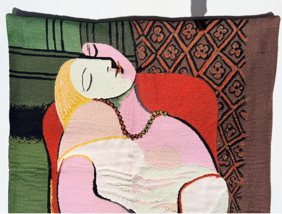 Image 1 of Cojín Gobelin, cabeza de mujer, tejido con auténtico estampado Picasso.