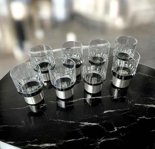 Kristallen Borrelglas Met 925 Sterlingzilveren Montuur, Hermann Bauer, Zilveren Borrelglas