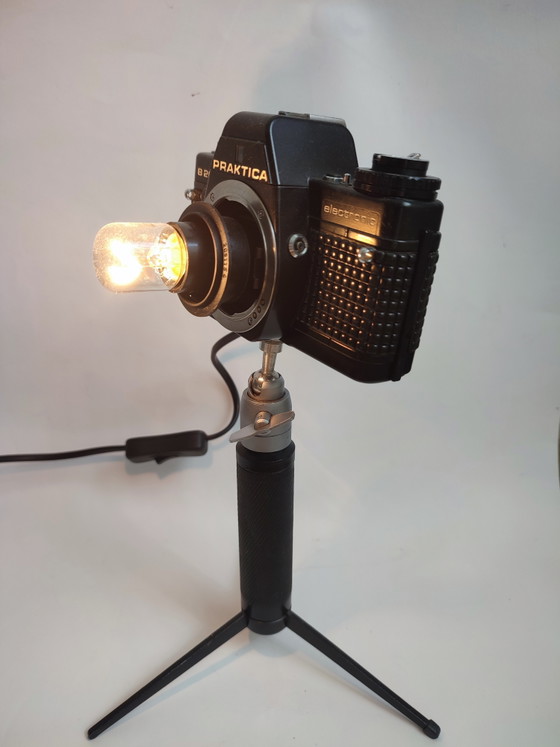 Vintage camera Praktika lamp on tripod – Praktica, Table lamps, Glass, Metal (photo 2 of 5)