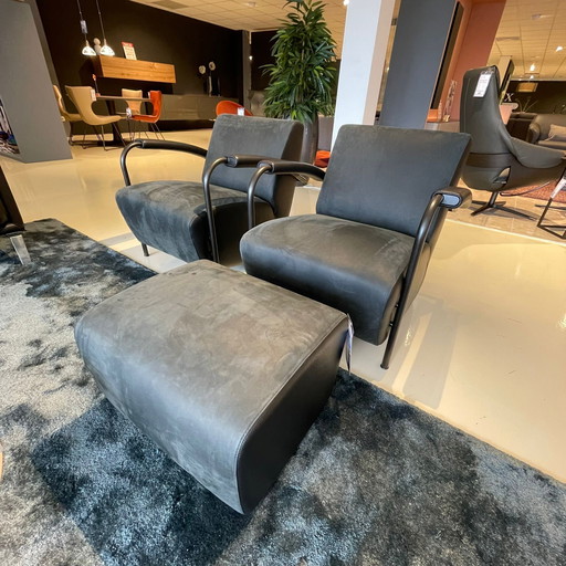 Leolux Scylla Sessel mit Hocker (2er-Set)