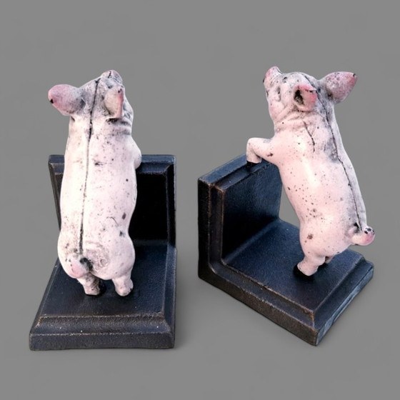 Image 1 of Ensemble de serre-livres en fonte en forme de cochon